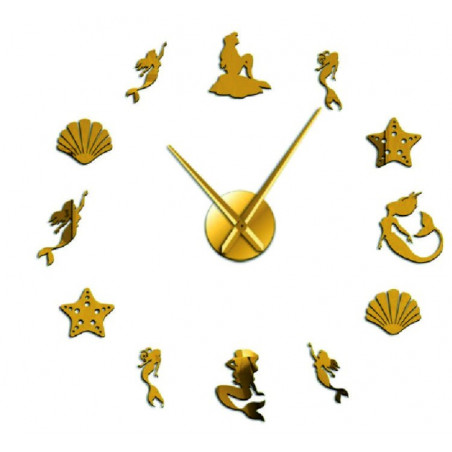 Lustrzany zegar ścienny z syreną fantasy