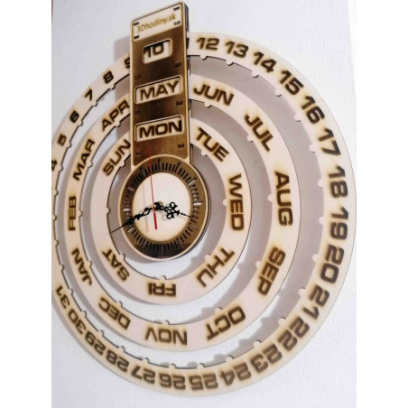 Drewniany kalendarz - grawerowany zegar ścienny - JOGBEL