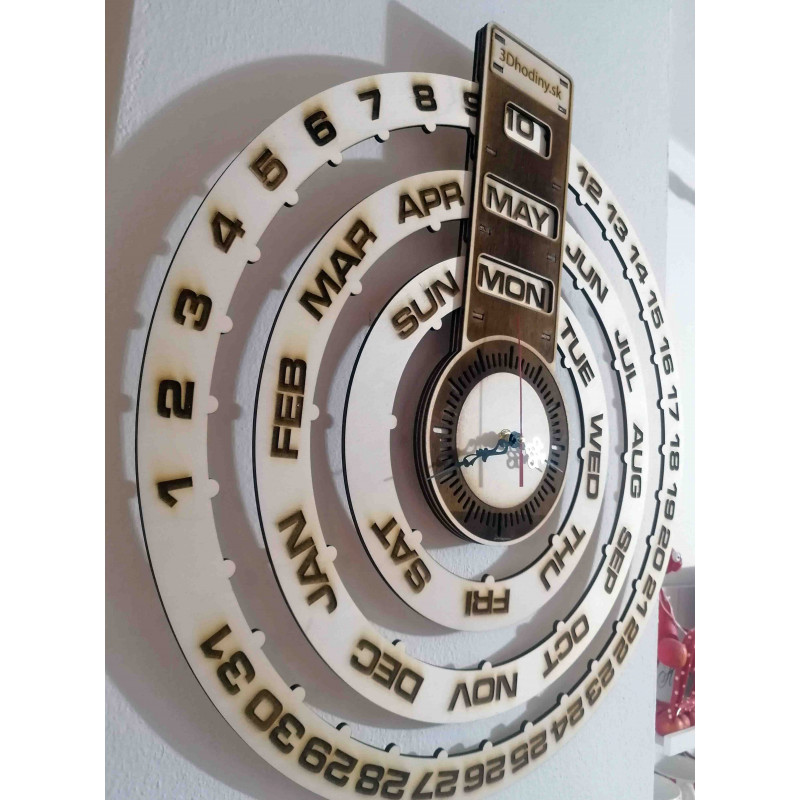 Drewniany kalendarz - grawerowany zegar ścienny...