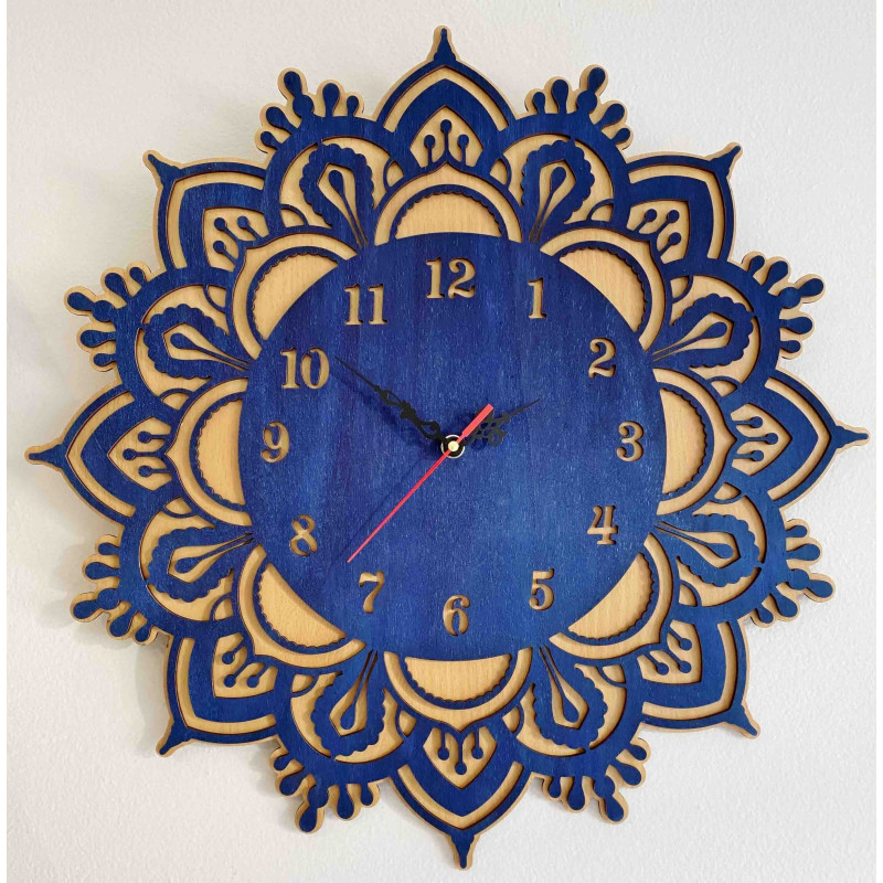 Sentop - Drewniany zegar ścienny - model: buk / niebieski DAWN