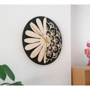 Drewniany zegar ścienny model flower of life: MDF...