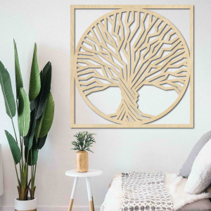 Drewniany obraz ścienny drzewo w ramie 2
