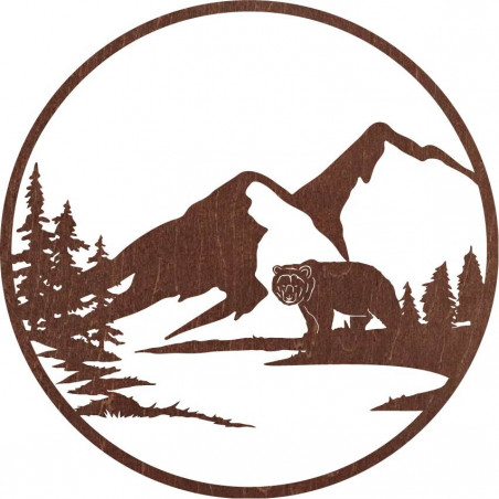 Drewniany obraz ścienny przedstawiający sylwetkę niedźwiedzia - natura - VIZZY