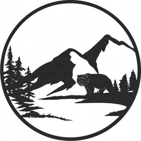 Drewniany obraz ścienny przedstawiający sylwetkę niedźwiedzia - natura - VIZZY