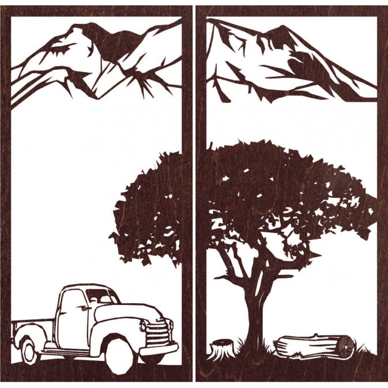 Rzeźbiony dwuczęściowy obraz ścienny o tematyce...