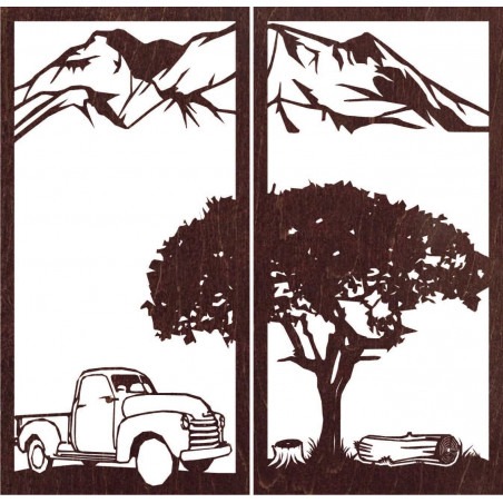 Rzeźbiony dwuczęściowy obraz ścienny o tematyce natury - BULISA