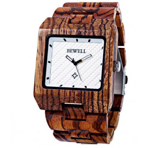 Drewniany zegarek żebrowane Mark. Bewell