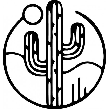 Drewniany obraz ścienny przedstawiający kaktusa ze słońcem - MONK