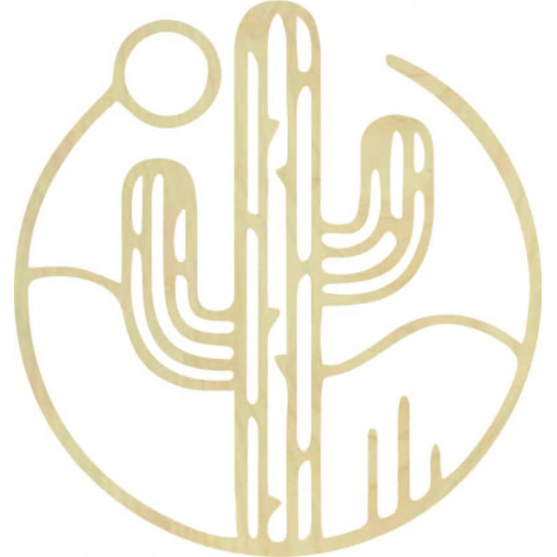 Drewniany obraz ścienny przedstawiający kaktusa...