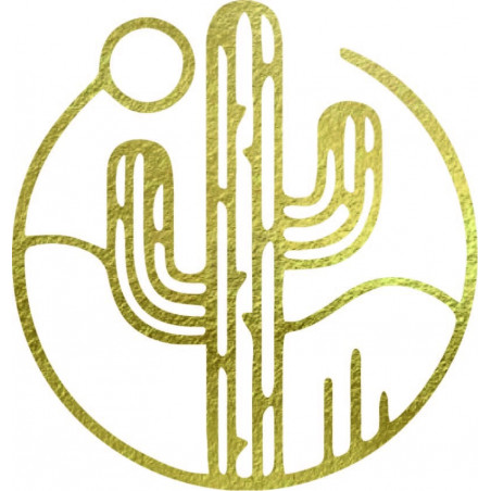 Drewniany obraz ścienny przedstawiający kaktusa ze słońcem - MONK