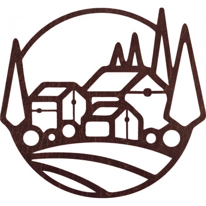 Drewniany obraz na ścianie domu