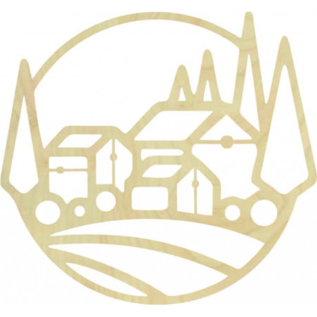 Drewniany obraz na ścianie domu