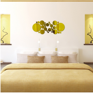 3d Labels And Stickers Mirror Color, Golden Circles Mirrors Wall Decor