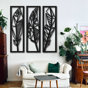 Nowoczesny obraz trzyczęściowy liście bananowca - MUSACEAE