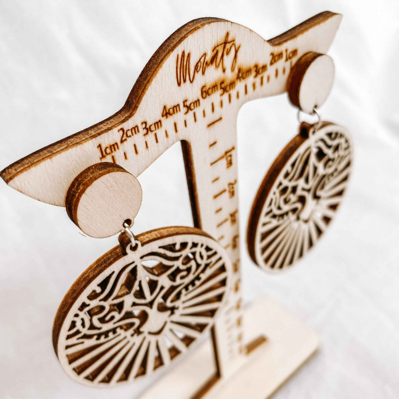 Drewniane naturalny kolczyki wiszące LILIEN -...