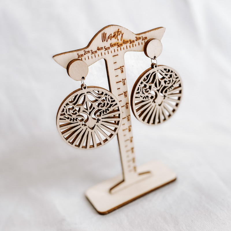 Drewniane naturalny kolczyki wiszące LILIEN -...