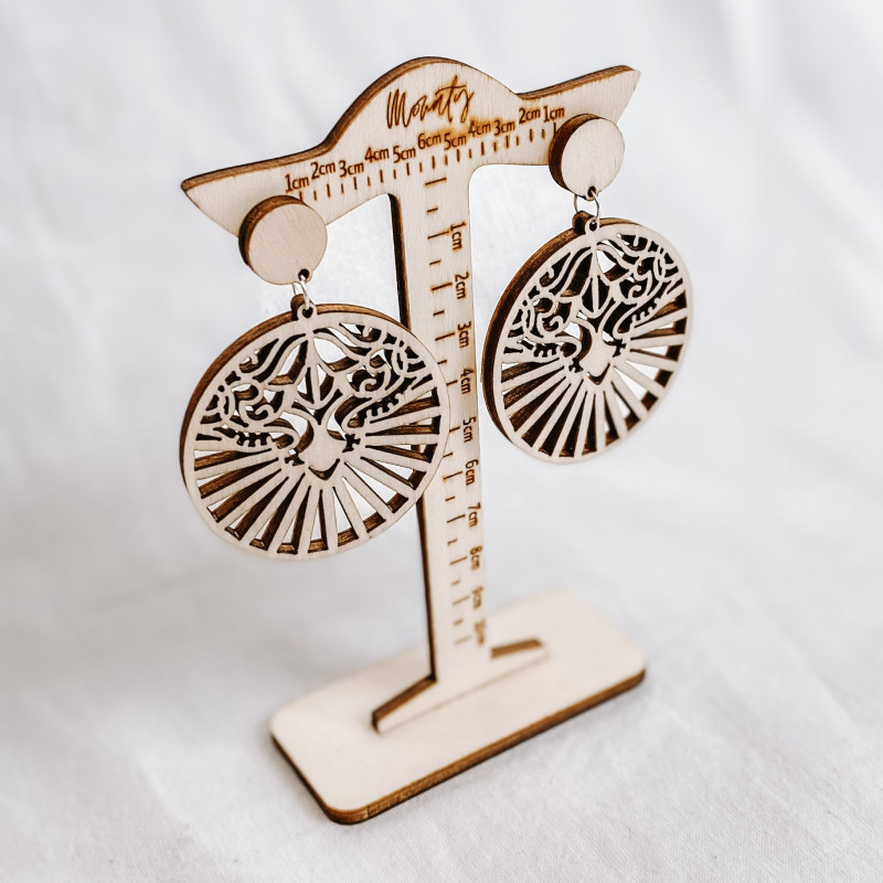 Drewniane naturalny kolczyki wiszące LILIEN -...