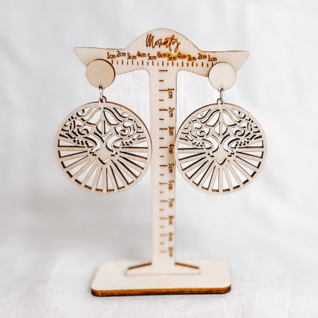 Drewniane naturalny kolczyki wiszące LILIEN - MONATY | SENTOP