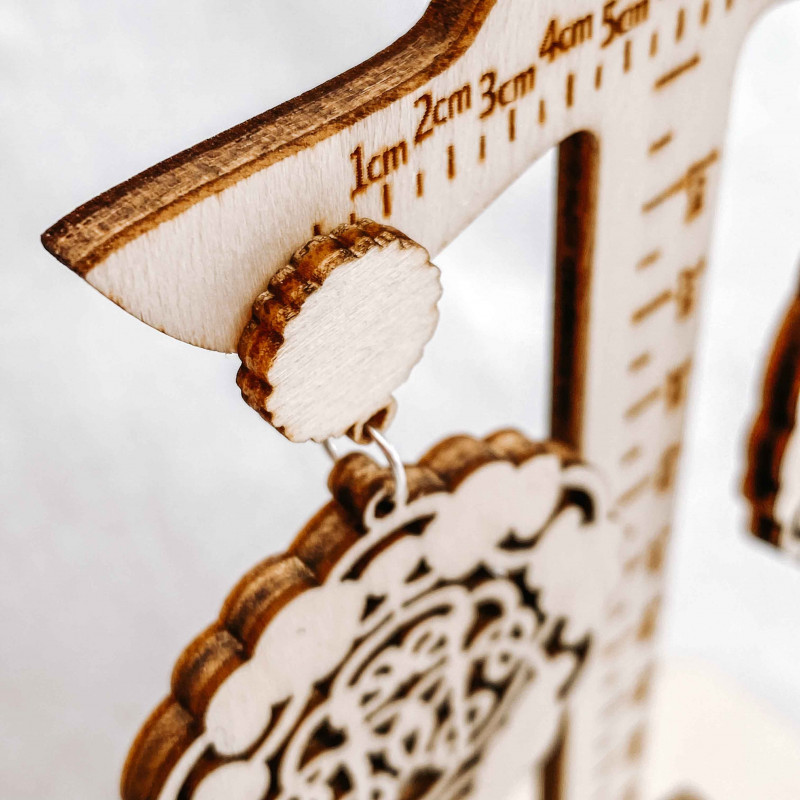 Drewniane naturalny kolczyki wiszące AURORA -...