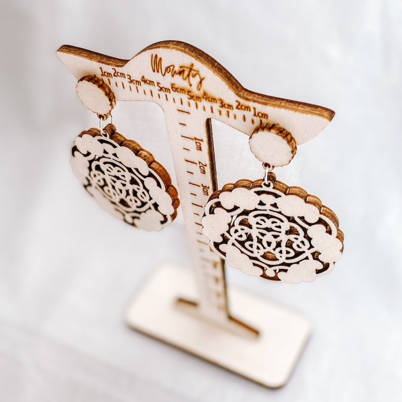 Drewniane naturalny kolczyki wiszące AURORA -...