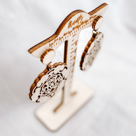 Drewniane naturalny kolczyki wiszące AURORA - MONATY | SENTOP