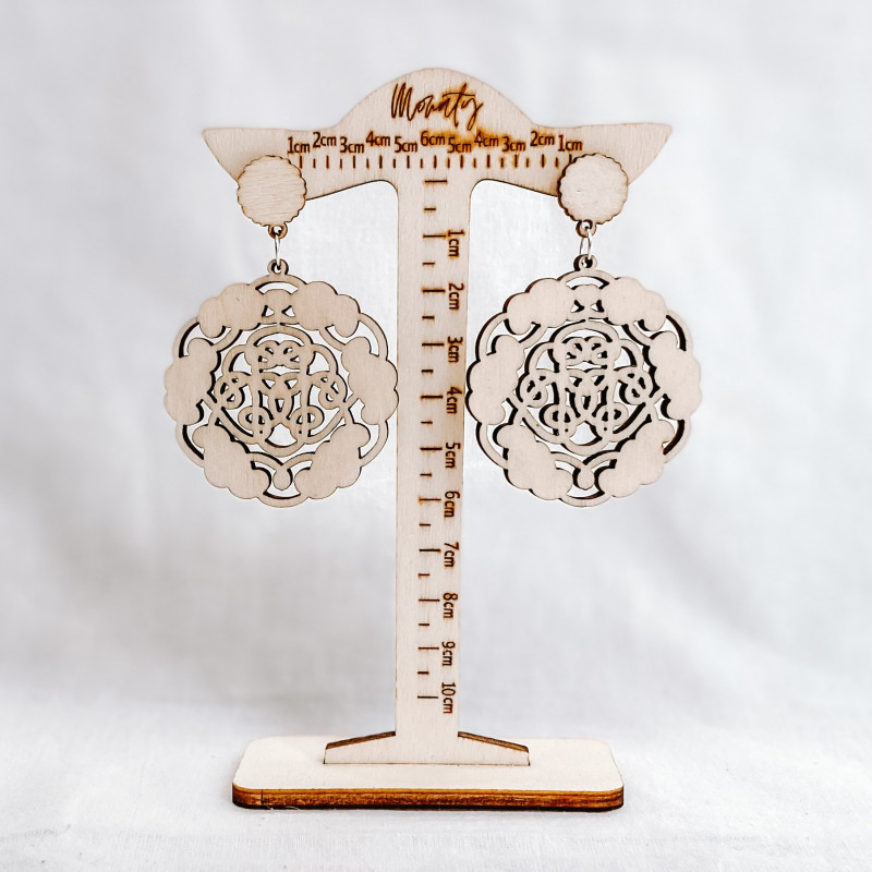 Drewniane naturalny kolczyki wiszące AURORA -...