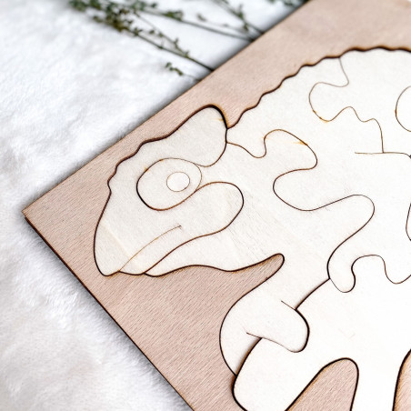 Dwukolorowa drewniana wkładka montessori dla dzieci - KAMELEON TOPOLA | SENTOP