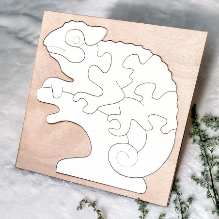 Dwukolorowa drewniana wkładka montessori dla dzieci - KAMELEON TOPOLA | SENTOP