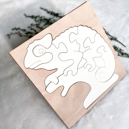 Dwukolorowa drewniana wkładka montessori dla dzieci - KAMELEON TOPOLA | SENTOP