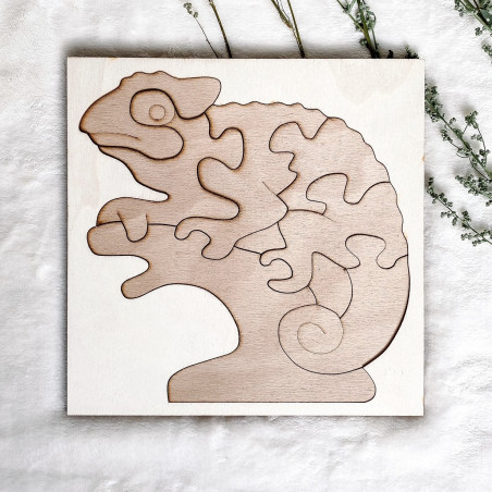 Dwukolorowa drewniana wkładka montessori dla dzieci - KAMELEON BUK | SENTOP