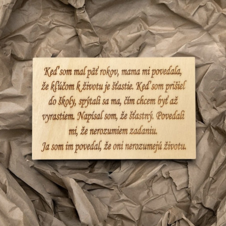 Drewniany napis z tekstem - Klucz do życia | SENTOP