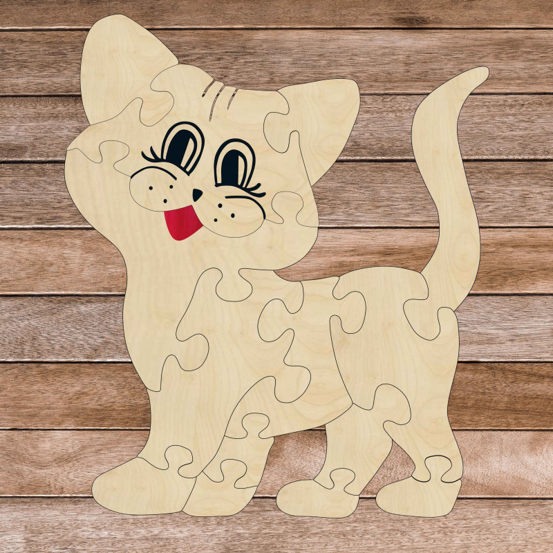 Drewniana wkładka Montessori dla dzieci - KOT |...