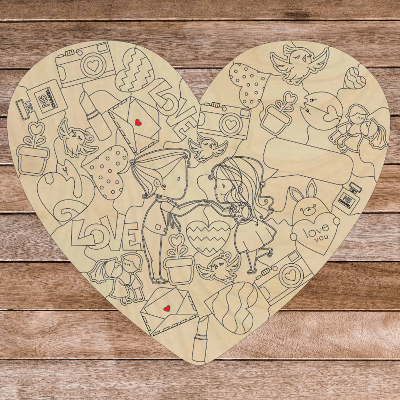 Drewniane puzzle w kształcie serca - KOCHAM | SENTOP