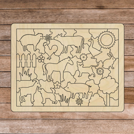 Drewniana pomoc sensoryczna Montessori - Zwierzęta gospodarskie | SENTOP H018 Topola