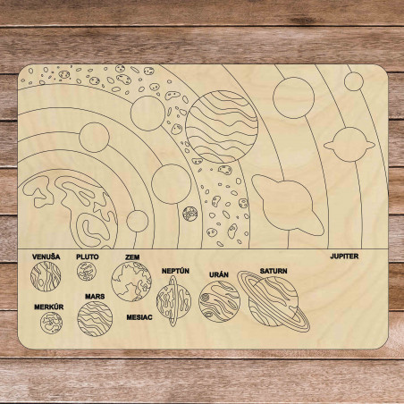 Drewniane puzzle montessori - Układ słoneczny 10 sztuk | SENTOP