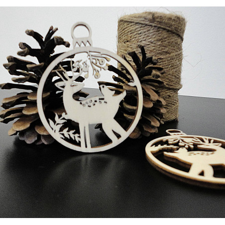 Ozdoba świąteczna Jeleń z drewna, wymiary: 79x90 mm PR0009