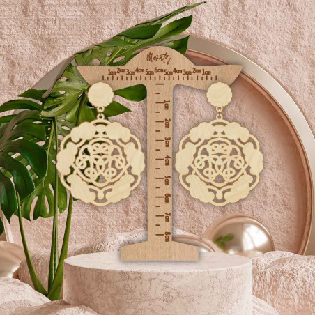 Drewniane naturalny kolczyki wiszące AURORA - MONATY | SENTOP