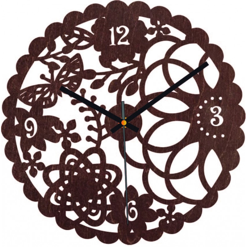 Drewniany zegar ścienny Butterfly Meadow - FORSED