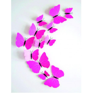 Naklejka różowy motyl - 1 opakowanie zawiera 12 sztuk