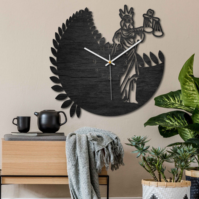 Zegar zodiaku - Waga - czarny i naturalny