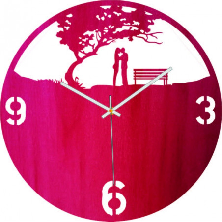 Drewniany zegar ścienny "Miłość w parku"