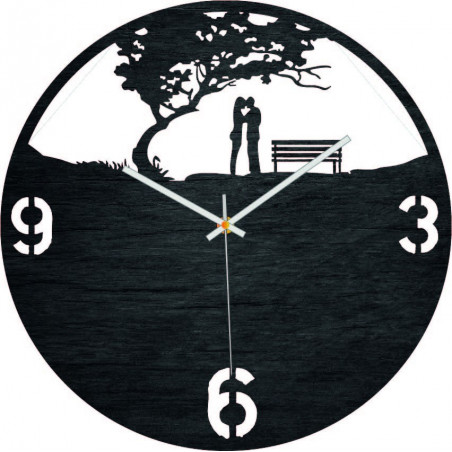 Drewniany zegar ścienny "Miłość w parku"