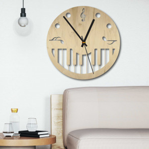 Wooden wall clock - Sheet music black and color | SENTOP PR0453