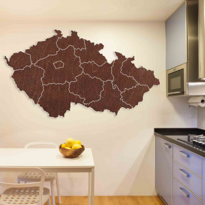 Drewniana mapa ścienna Czech | 14 elementów