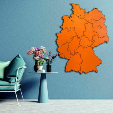 Drewniana mapa ścienna Niemiec - 16 elementów | DOUU