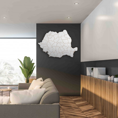 Drewniana mapa ścienna Romania - ROMA