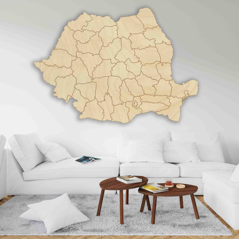 Drewniana mapa na ścianę Rumunia - 42 szt. | SENTOP