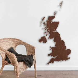 Drewniana mapa na ścianie Wielka Brytania | SENTOP