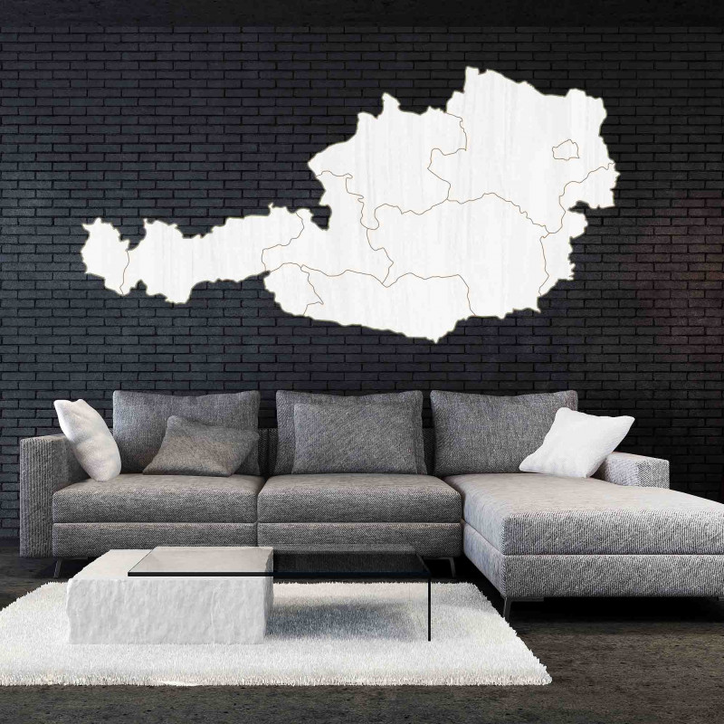 Drewniana mapa na ścianie Austrii - 10 szt |...