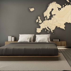 Drewniana mapa na ścianie Europy | SENTOP